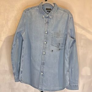 Zara Slim Fit Denim Oxford Dress Shirt Men’s Size XL